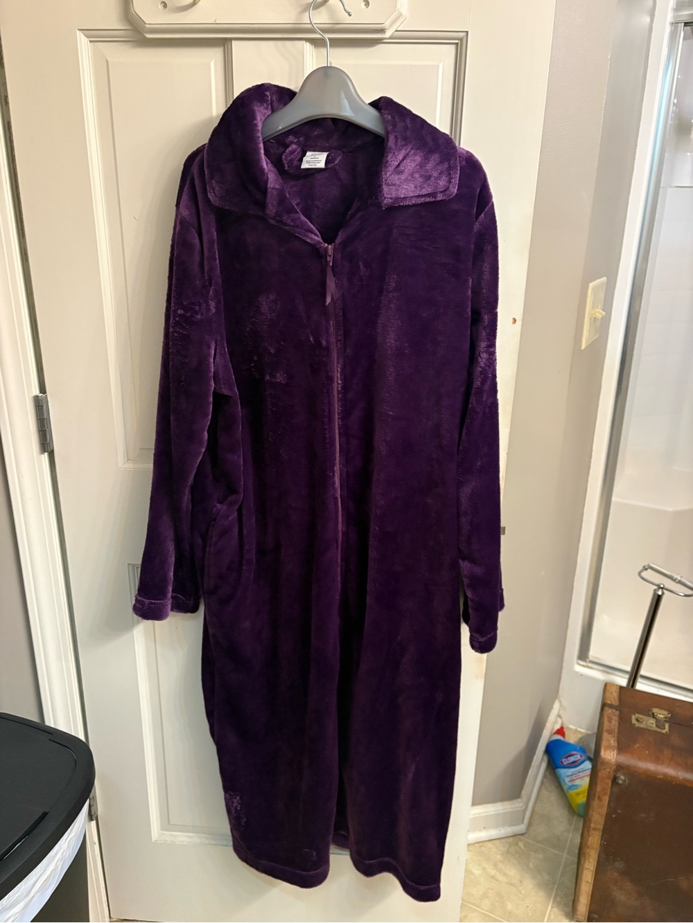 croft & barrow Plush Full‑Zip Long Robe in Deep Purple